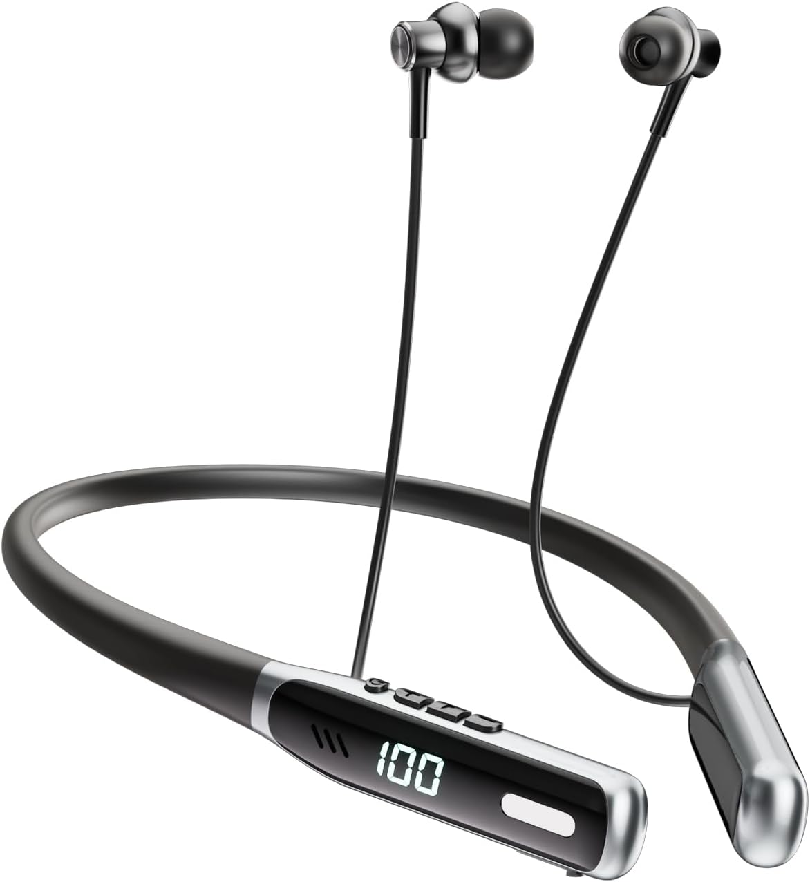 Wireless Neckband Earbuds, Neckband Bluetooth Headphones with Built-in Microphone, Bluetooth Headset Magnetic Earphones, Deep Bass, Ultra-Lightweight, Bluetooth 5.4, 80H Playtime, Black