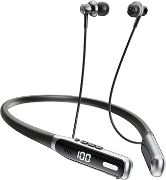 Neckband Sports Earphones with 80H Playtime, Black | ENC Multi-Connect Wireless Neckband Earbuds, Bluetooth 5.4 Neckband Earbuds with Built-in Microphone