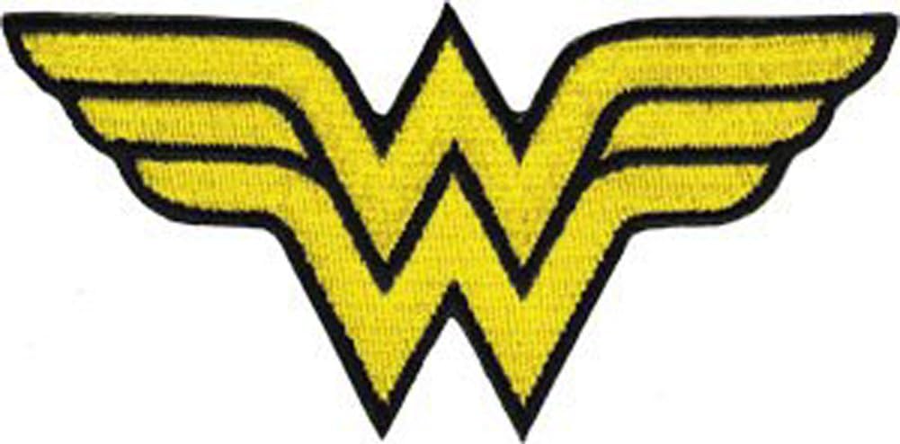 CD-2 Wonder Woman DC Comics Iron On Patch - WW Yellow Letter Name Logo Applique, 2.5 x 3 In