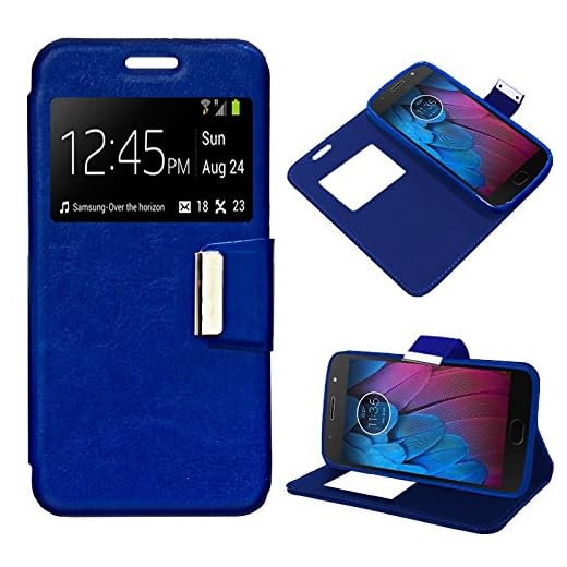 iGlobalmarket Funda Flip Cover Tipo Libro con Tapa para Motorola Moto G5S Liso Azul