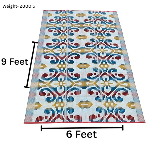 Image of Plastic Mats for Sleeping On Floor Sitting Reversible Chatai Square Shape Mats for Home Living Room, Bedroom Floor (6 x 9 Feet Mat)