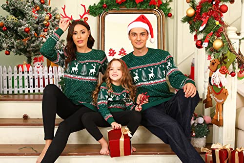 Image of Cowasto Mens Crewneck Christmas Sweater Family Matching Sets Knitted Sweater Pullover