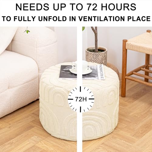 Asuprui Plush Fabric Ottoman Footrest – 20\"x14\" Soft Foam Pouf with Removable Cover Perfect for Living Room, Bedroom & Dorm(Linen)