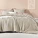 Litanika Oatmeal Oversized King Size Comforter, 3 Pieces Tufted Boho Farmhouse Bedding Comforter Sets, Lightweight Fluffy Bed Set for All Season (120x98In Comforter and 2 Pillowcases)