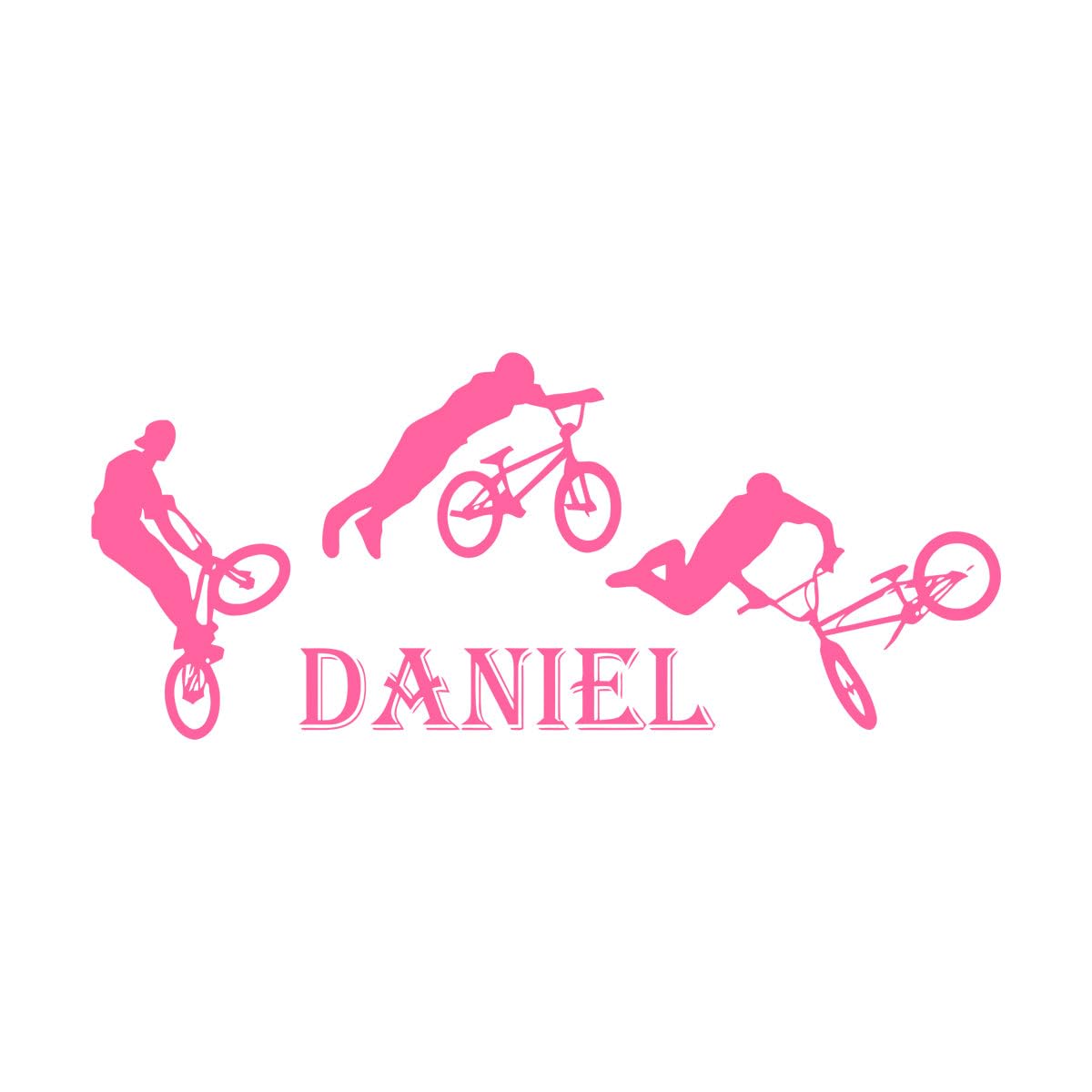 Teen Boys Name Decal BMX Freestyle Jumping Bike Vinyl Wall Sticker Custom Personalized Name Kids Teens Boys Room Decor Small - 24x57cm — image 1