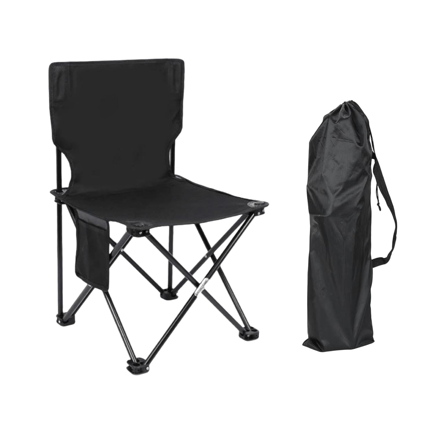 CHALISA Collapsible Portable Camping Folding Chair with Storage Bag Compact Folding Chair Lightweight Seat Foldable for Campers, Travelers, Hikers, Picnics, Outdoor Events, Car Travel, Black-image-22