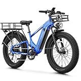 M2 pro Electric Bike,1800W Peak Motor Electric Bike Mountain Bike, 26'' x 4.0'' Fat Tire Electric Ebike with 48V 17.5AH Battery, 36MPH 85Miles Electric Bicycle with Front and Rack Basket