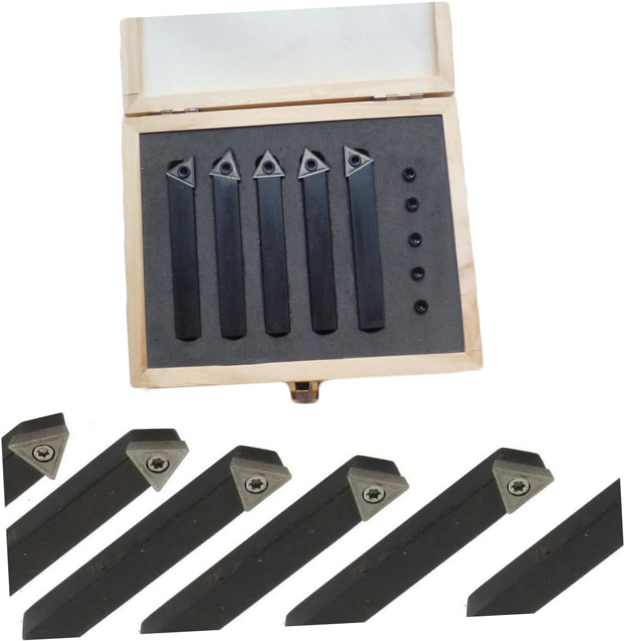 Gadpiparty Lathe Turning Tools 5 Pcs Indexable Carbide Tipped Lathe Cutter Tool Set Carbide Turning Inserts Boring Bar