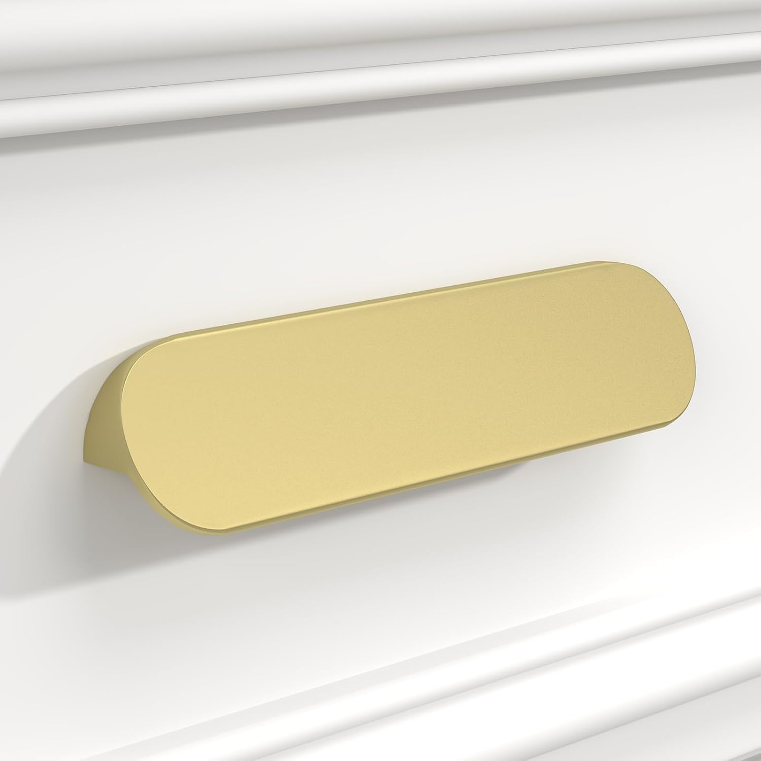 Peaha 5 Pack Gold Cabinet Pulls 5 inch Edge Pulls for Cabinets Desk Pull Gold Handle for Kitchen Cabinets 128mm Hole Centers