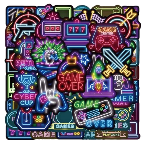 Only Romee 100 Pcs Neon Video Game Stickers, Waterproof Vinyl Gamer Decals for...