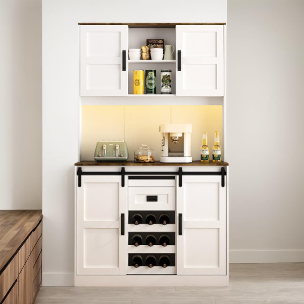 uo Baitur Microwave Cart – Versatile Baker's Rack with Storage, Ideal Coffee Stand and Kitchen Baker's Rack, Rustic Kitchen Microwave Stand