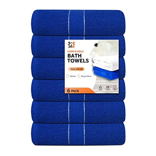 Home & Table Bath Towel 24x48 Inch 6 Pack Royal Blue Cotton Towel Set - Institutional Commercial Grade Cheap Towel Clearance - Absorbent, Quick Dry, Lightweight