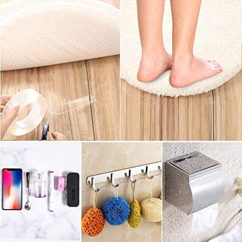 Miniatura 4 de BRAVESHINE Cinta de pared adhesiva de 9.8 pies, nano cinta de doble cara, cinta de montaje autoadhesiva, sujetadores lavables para colgar cuadros