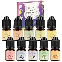 LUCPICT 10 x 6 ml Seifenduftöl, Duftöl zur Seifenherstellung, Flüssiges Seifen Duftöl Set, Duftöle Set in Lebensmittelqualität für DIY Badebomben, Schleim, Kunst, Kerzen, Kosmetika