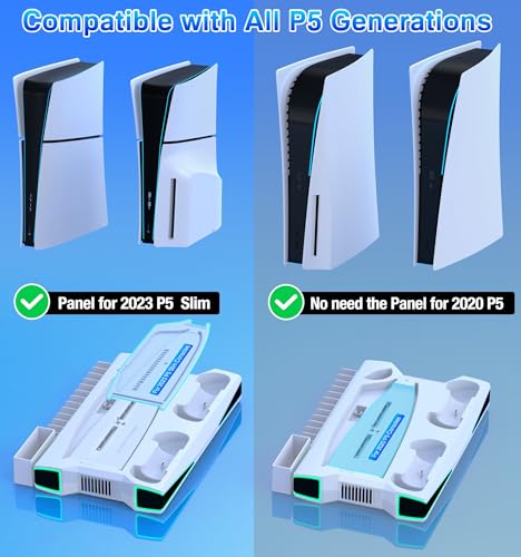 Aifasterfly Cooling Station For Ps5 / Ps5 Slim Console, 3-Level Fan & Rgb Led For Ps5/ 2023 Ps5 Slim Cooling Stand, With Controller Charger For Playstation 5 thumb #1