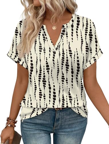 Image of WIHOLL Womens Blouses Spring Tops Short Sleeve Shirts Dressy Casual Summer Vacation Fashion Clothing 2026