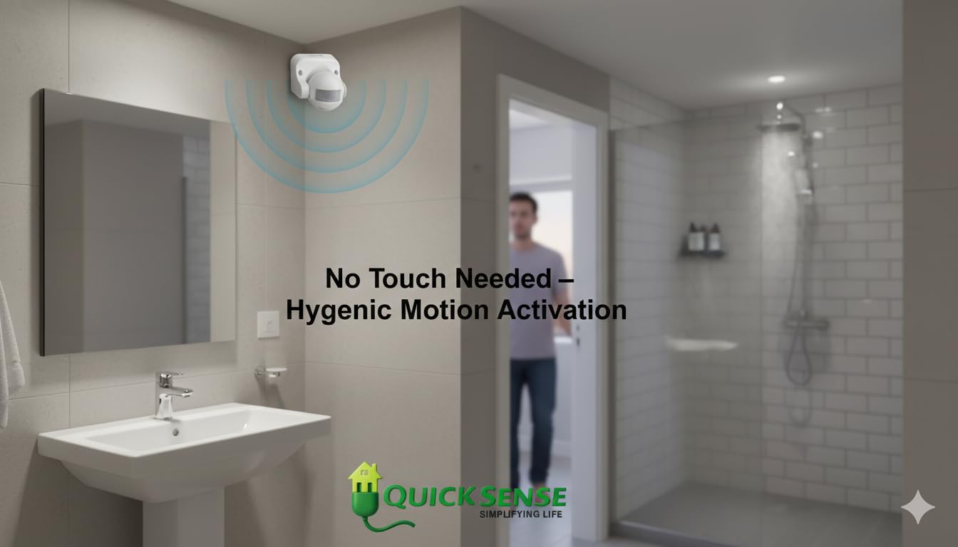 Quick Sense QS-09 PIR Motion Sensor | 180° Wall Mount Motion Detection | 12m Range | Non-Adjustable | IP44