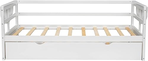 Miniatura 5 de Sofá cama multifuncional de tamaño individual con nido y estantes plegables en ambos lados sofá cama con marco de madera y listones para dormitorio