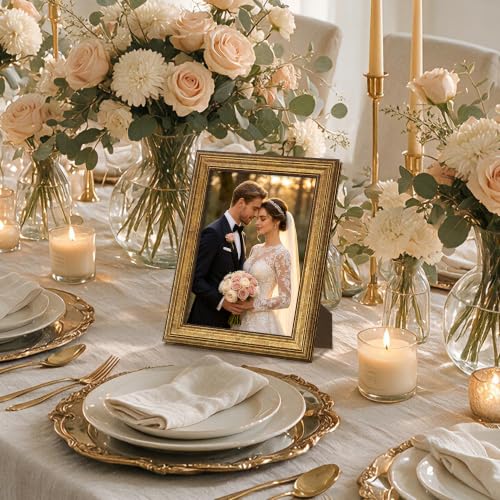 Image of upsimples 5x7 Picture Frame, Vintage Frames Decor, 1Pack Bronze | Fit 4x6 and 5 x 7 Photo, Wall or Tabletop Display, Antique-style Decoration, Rustic Farmhouse Decor, For Weddings
