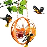 egghat Oriole Feeder for Outdoors Jelly and Oranges Container Metal Oriole Bird Feeders, Wild Birds Feeder with Jelly and Fruit Holder, Hanging Feeder for Garden, Porch, Trees