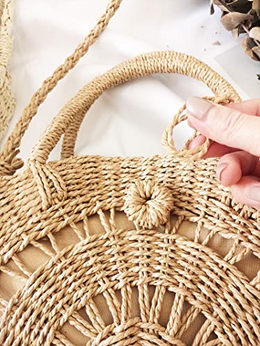 Image of Teeya Straw Crossbody Bag Women Weave Shoulder Bag Round Summer Beach Purse and Handbags
