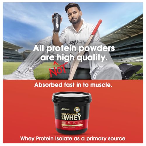 Image of Optimum Nutrition (ON) Gold Standard 100% Whey Protein Powder 4 Kg (Vanilla Ice Cream), for Muscle Support & Recovery, Vegetarian - Primary Source Whey Isolate