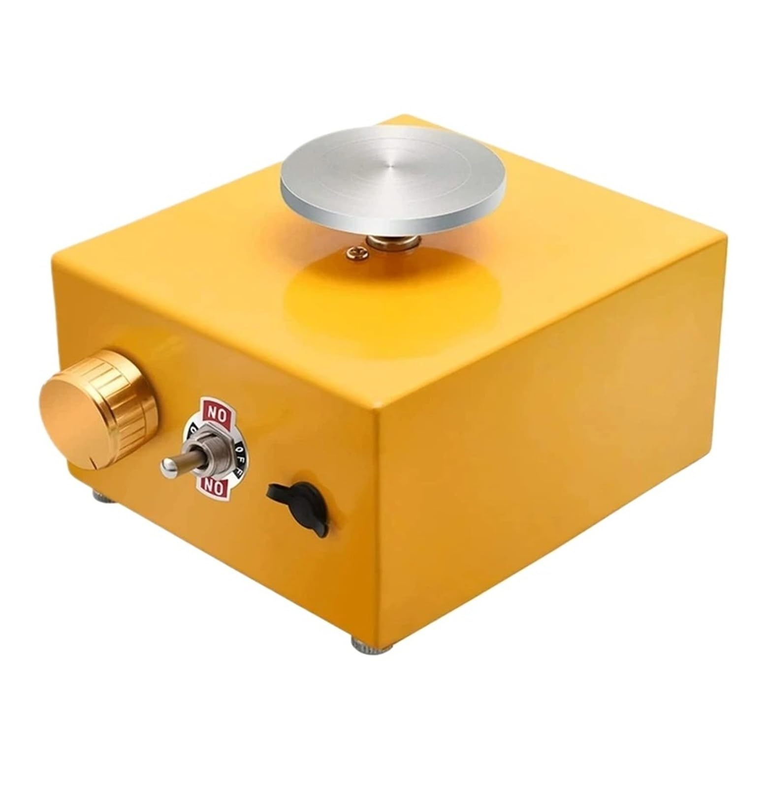 Hdxaew Yellow Mini Clay Electric Pottery Wheel Machine, Pottery Forming Speed Machine Adjustable With 6.5+10Cm Turntable+Sculpt Ceramic Tools Multiple Uses(Yellow)