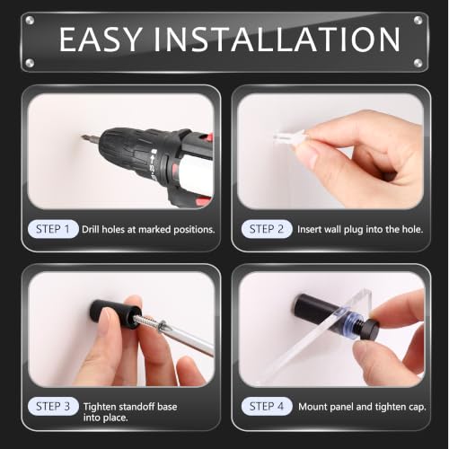 Image of Pelopy 12 Pcs Sign Standoff Screws Advertising Screws Stainless Steel Wall Standoff Mounts Glass Acrylic Nail (1 /2 x 1-3 /16 Inch,Black)