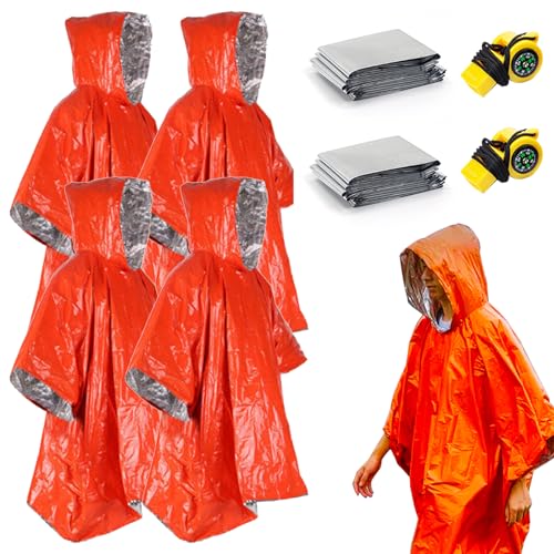 Emergency-Poncho-4-Pack-Insulated-Mylar-Reversible-Warm-Raincoat-Blanket-Reflective-for-Increased-Visibility-Outdoor-Camping-Survival-Gear-Survival-Blankets-for-Car