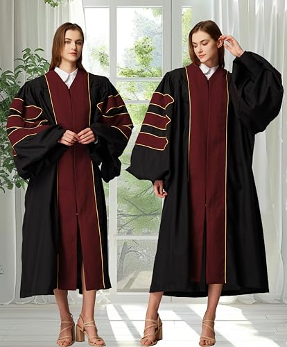 Image of MyGradDay Unisex Deluxe Graduation Doctorate Robe with Gold Piping Available for Customization