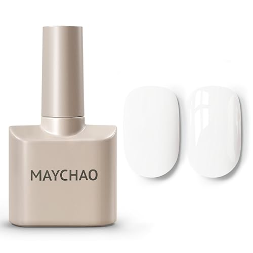 Miniatura 8 de MAYCHAO Esmalte de uñas en gel de 0.5 fl oz, 1 unidad de esmalte de uñas blanco que se absorbe con luz UV LED, arte de uñas, salón de manicura para