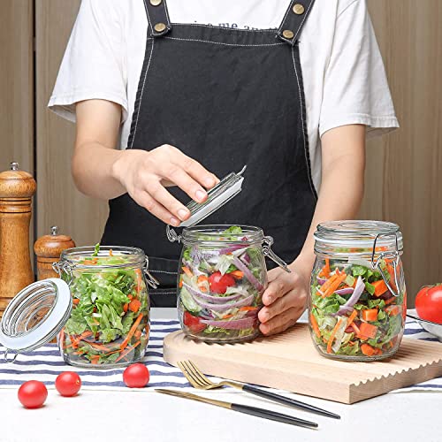 Image of Glass Storage Jars with Clip Lid, Round Clip Top Glass Jar, Clear Airtight Food Storage Container, Canisters for Dry Food Coffee Beans Cereal Spice Sugar Pasta, Round, 750ml, Pack of 1