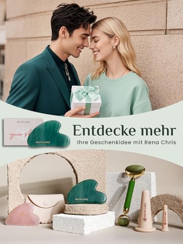 Rena Chris Gua Sha Stein, 100% natürliche Gua Sha Stein für Schwellungen und Straffung, Guasha Massagesteine für Hautpflegeroutine, Gua Sha Gesichtsmassage auch für Augen und Körper（Grüner Aventurin） 6