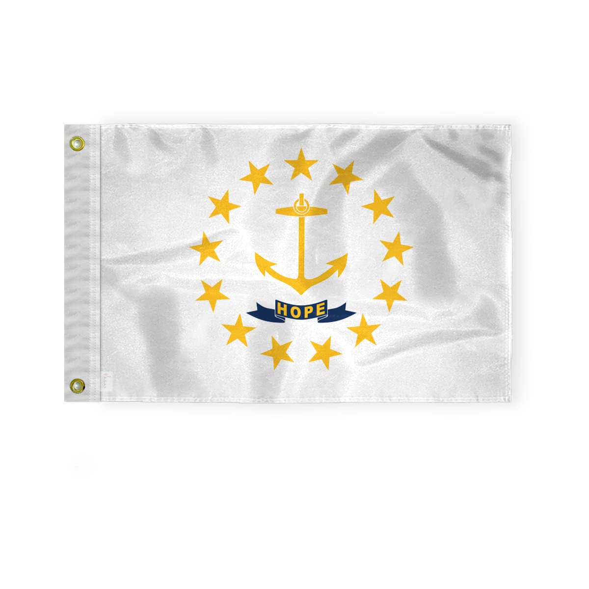 AGAS Rhode Island State Boat Flag 12x18 Inch - Double Sided Reverse Print On Back 200D Nylon - Brass Grommets Fade Proof Vivid Colors - State of Rhode