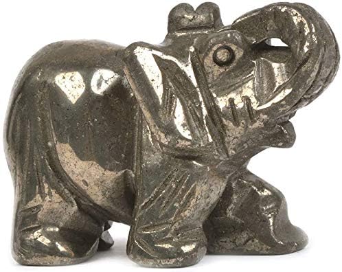 Figura de piedra preciosa de elefante pirita, cristal curativo, tótem de animal, piedra espiritual, 2 pulgadas