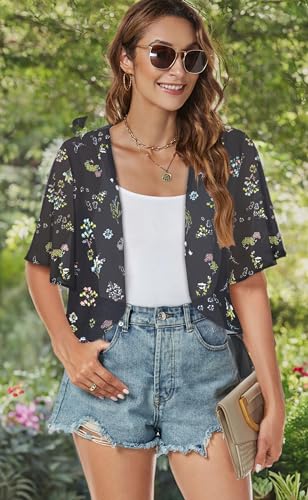 Image of ZNVGIRL Women Shrug Chiffon Cardigans Open Front Short Sleeve Bolero for Evening Dressy 2026
