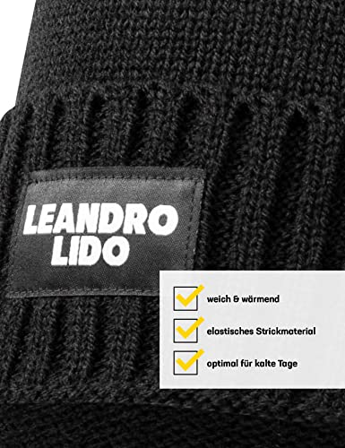 Leandro Lido Epomeo 3-teiliges Winter-Set aus Mütze, Handschuhen und Schal, für Herren. Aus weichem, wärmendem Strickmaterial, optimal für kalte Tage. In Schwarz, Grau und Blau (Grau)