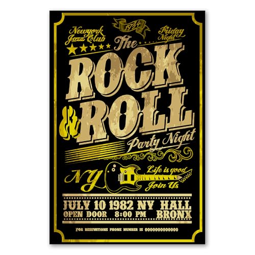 Postereck - 2014 - Rock and Roll Plakat, New York Party Vintage USA - Spruch Schrift Wandposter Fotoposter Bilder W ...