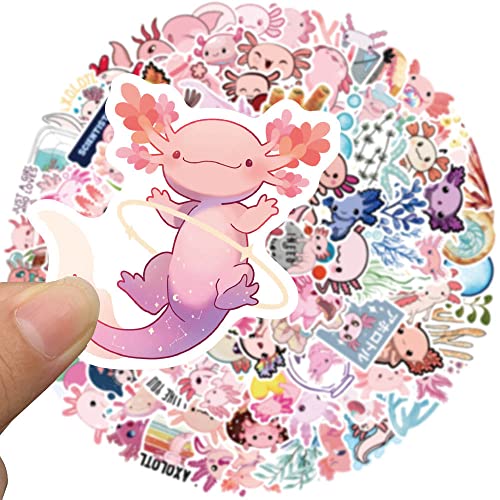 100 Pcs Cartoon Axolotl Stickers, Lovely Cute Animal Sticker For Kids Boys Girls Adult, Durable Aesthetic Pink Pet Decals For Laptop Skateboard Water Bottle Bicycle Motorbike Car Computer Scrapbook #TOP1