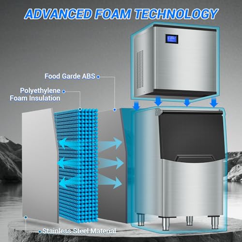Máquina comercial fabricadora de hielo 650 lbs/24h con depósito 350 lbs miniatura 5
