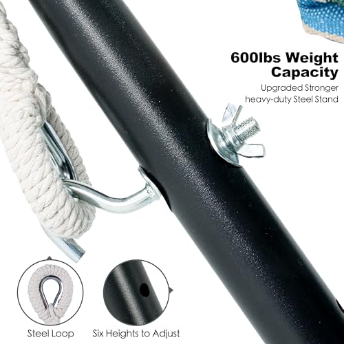 Image of GAFETE Double Hammocks with Stand for Outside, Max 600lbs, (Garden) | Upgraded Spreader Bar, 9FT Heavy Duty & Space Saving Stand, Easy Assemble, Convenient Side Pocket, Indoor & Outdoor, Patio