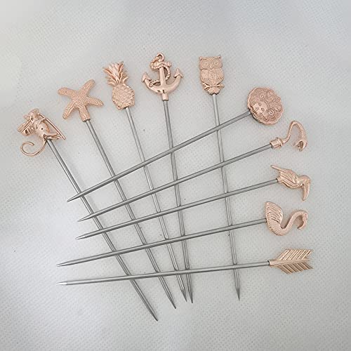 Llhdkf 10 Pcs Stainless Steel Martini Picks Cocktail Picks Martini Sticks Reusable Garnish Skewer Party Decorative Toothpicks For Drinks Appetizers Olives Fruits Barbecue Snacks (Rose Gold) #TOP1