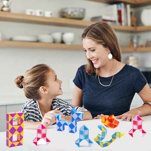 GOLDGE Mitgebsel Kindergeburtstag Geschenke Kinder, 24 Stück 24 Blöcke Magische Puzzle Schlange Würfel Spielzeug Kleine Geschenke Kindergeburtstag Gastgeschenke für Kinder