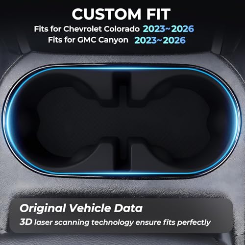 Image of Center Console Cup Holder Inserts for Chevrolet Colorado & GMC Canyon 2026 2025 2024 2023, Interior Accessories Car Cup Holder for Chevy Colorado & GMC Canyon 2023-2026, Black