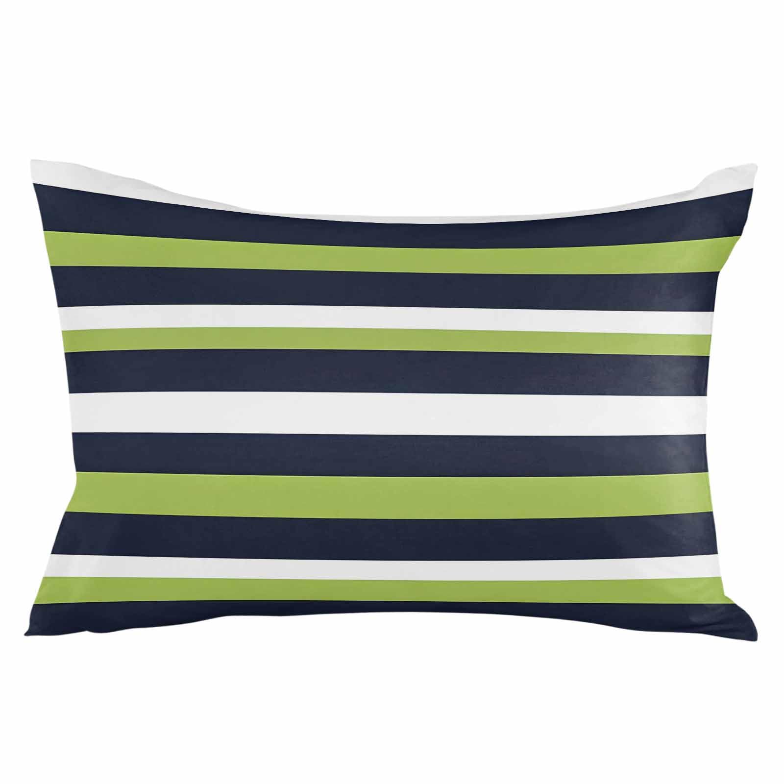 HilariousM Pack of 2 Blue Green White Stripes Outdoor Pillow Waterproof Covers 20x12 inch, Classic Geometric Polyester Throw Pillow Covers Garden Cushion Decorative Case for Patio Couch Decoration