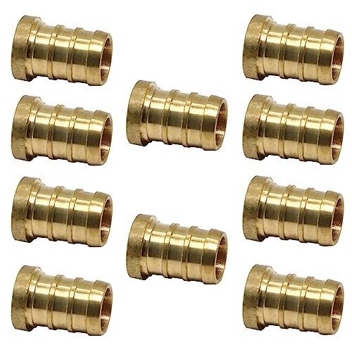 Image of (10-Pack) 1 /2 Inch PEX Plug End Cap Pipe Barb Fittings, No Lead Brass Crimp Fitting by MISPIRE