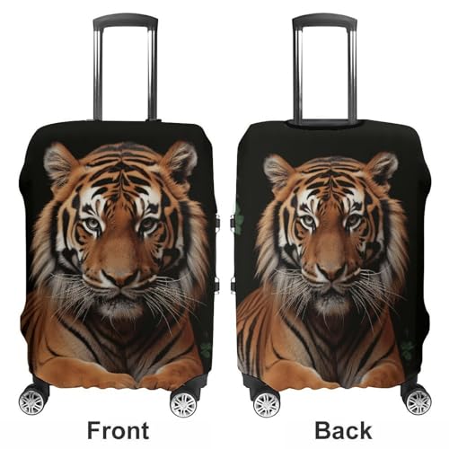 With Tiger And Paws Elastic Luggage Cover Suitcase Protector for 19-32 Inch Suitcases | Universal Stretchable Travel Bag Cover | Anti-Scratch, Washable with Zipper Closure XL3