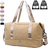 YOUYIKE Sporttasche Damen Herren 20-35L Reisetasche Cord Gym mit Schuhfach und Nassfach Handgepäck Weekender Fitnesstasche Trainingstasche Schwimmtasche Everyday Bag Sauna Kliniktasche (Gelb)
