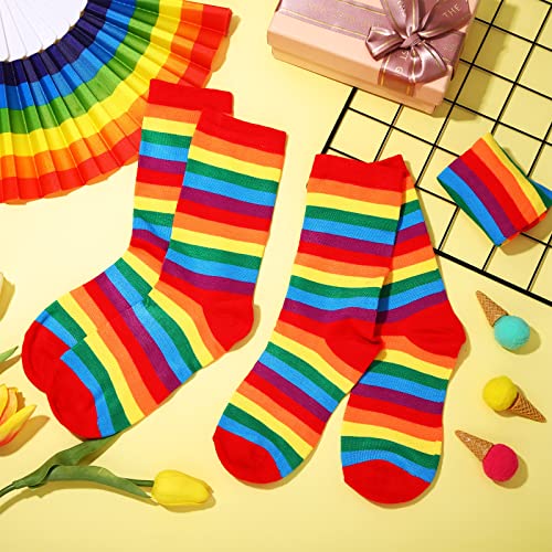 Vicenpal 8 Pairs Rainbow Pride Gay Socks Cotton Colorful LGBT Striped Casual Socks for Men Women Birthday Pride Gifts4