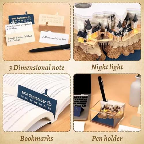 Image of 3D Memo Pads Calendar 2026,Magic Castle 3D DIY Art Creative Time Piece Calendar 2026 Tear Away Carving Sticky DIY Post Craft (Magic Castle 2026)